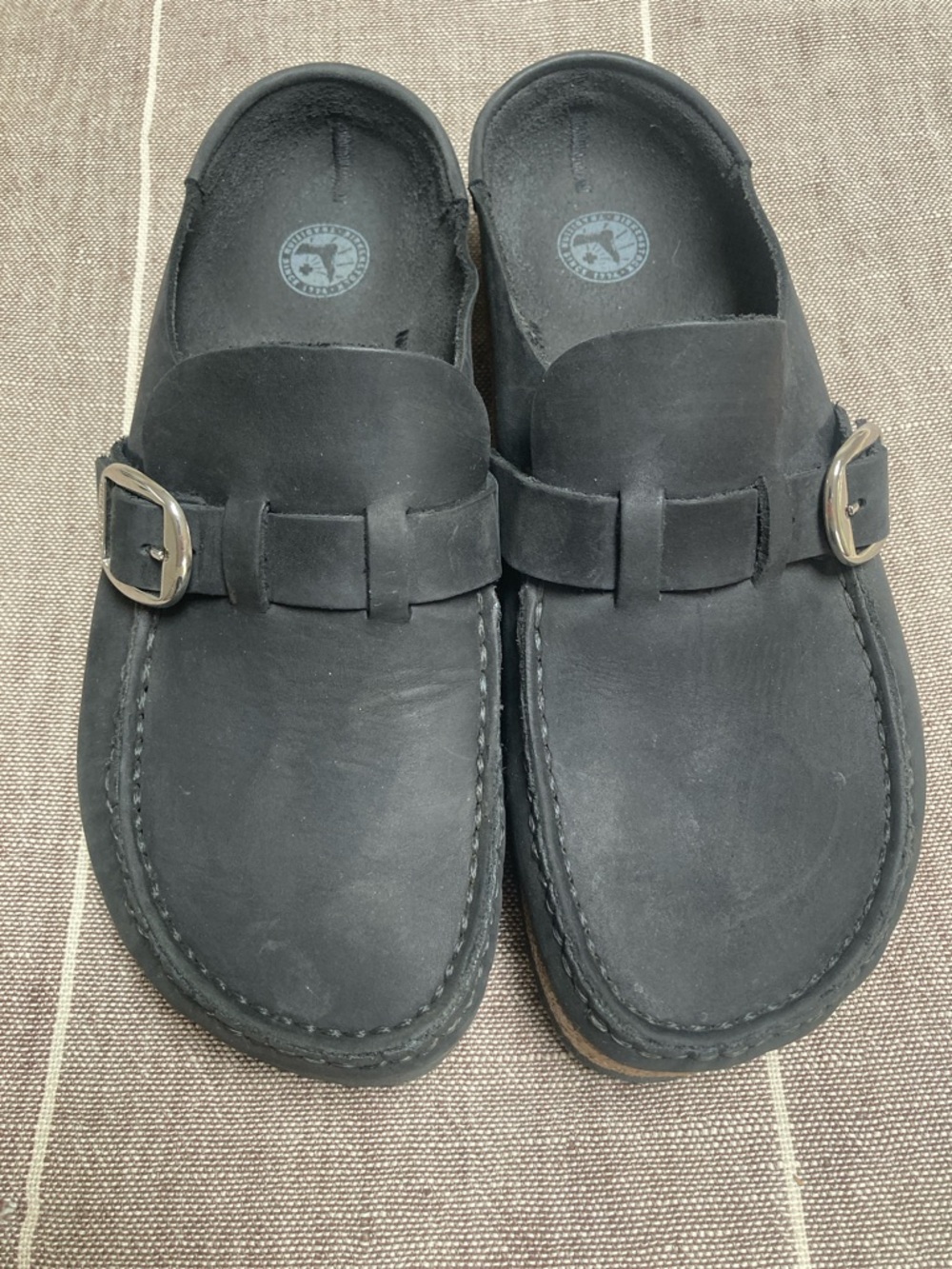 Birkenstock Black Nubuck Slip-On Buckley Loafers - Size 39